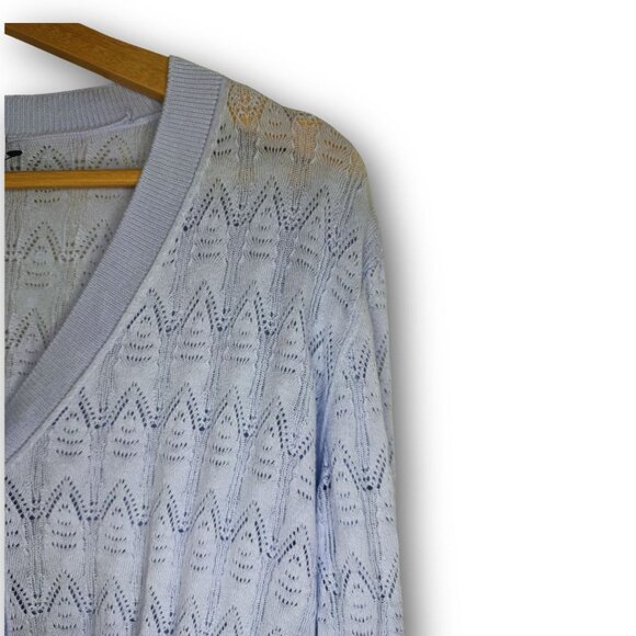 NWOT DKNY Jeans Baby Blue Pointelle Knit Cropped Cardigan Size Small - Picture 4 of 5